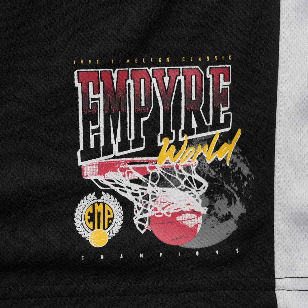 Empyre Basketball Shorts Mens Small Black White‎ Timeless Classic Graphic Mesh